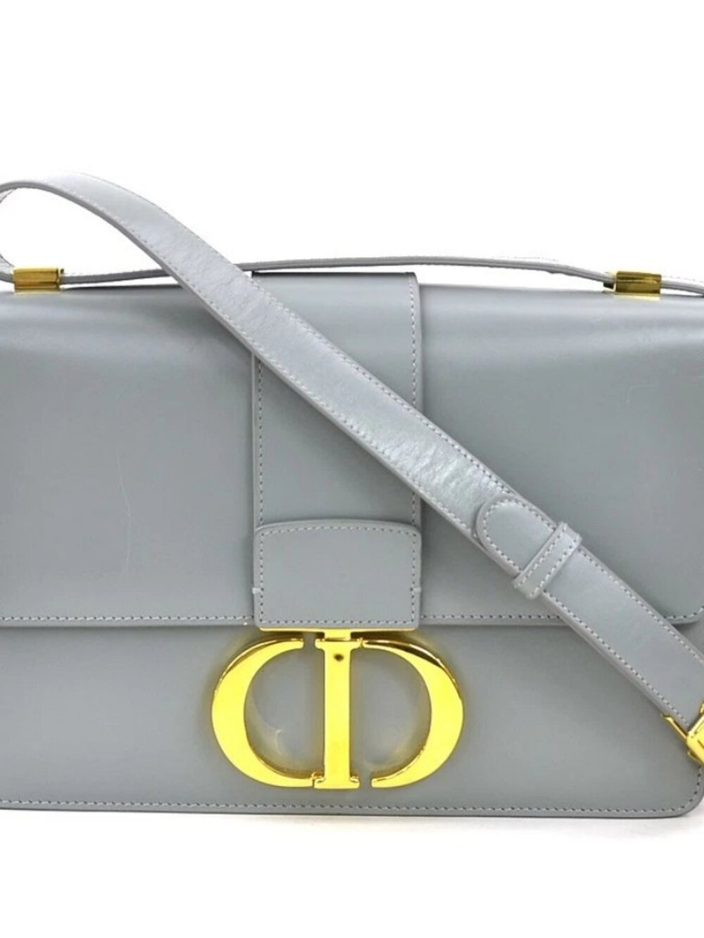 Christian Dior 30 Montaigne Shoulder Bag Gray/Gold Leather/Metal